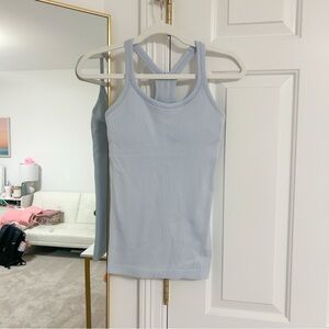 NWOT lululemon ebb to street tank top Light Blue Ribbed Racerback Tank Top